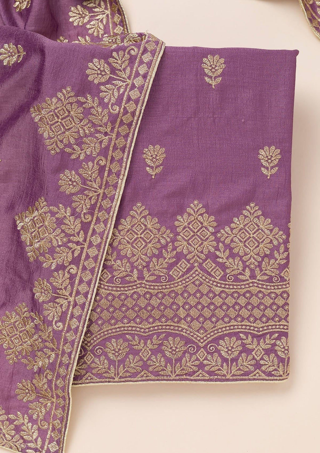Lavender Zariwork Art Silk Unstitched Salwar Suit
