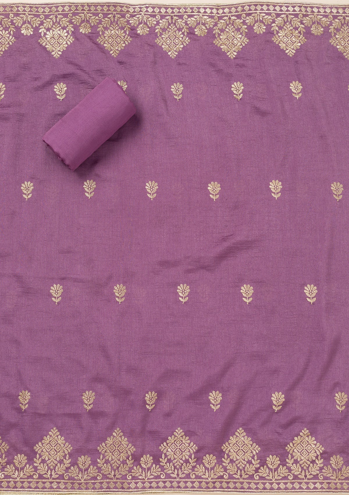 Lavender Zariwork Art Silk Unstitched Salwar Suit
