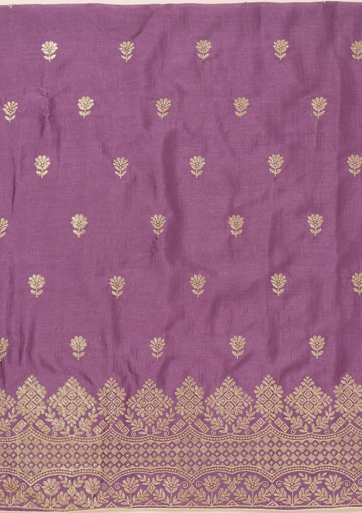 Lavender Zariwork Art Silk Unstitched Salwar Suit