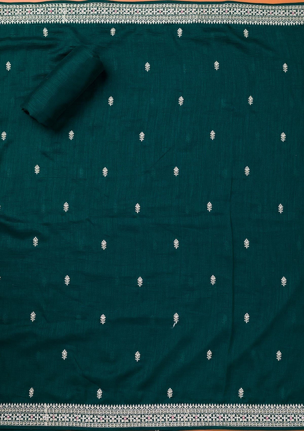 Bottle Green Zariwork Art Silk Unstitched Salwar Suit