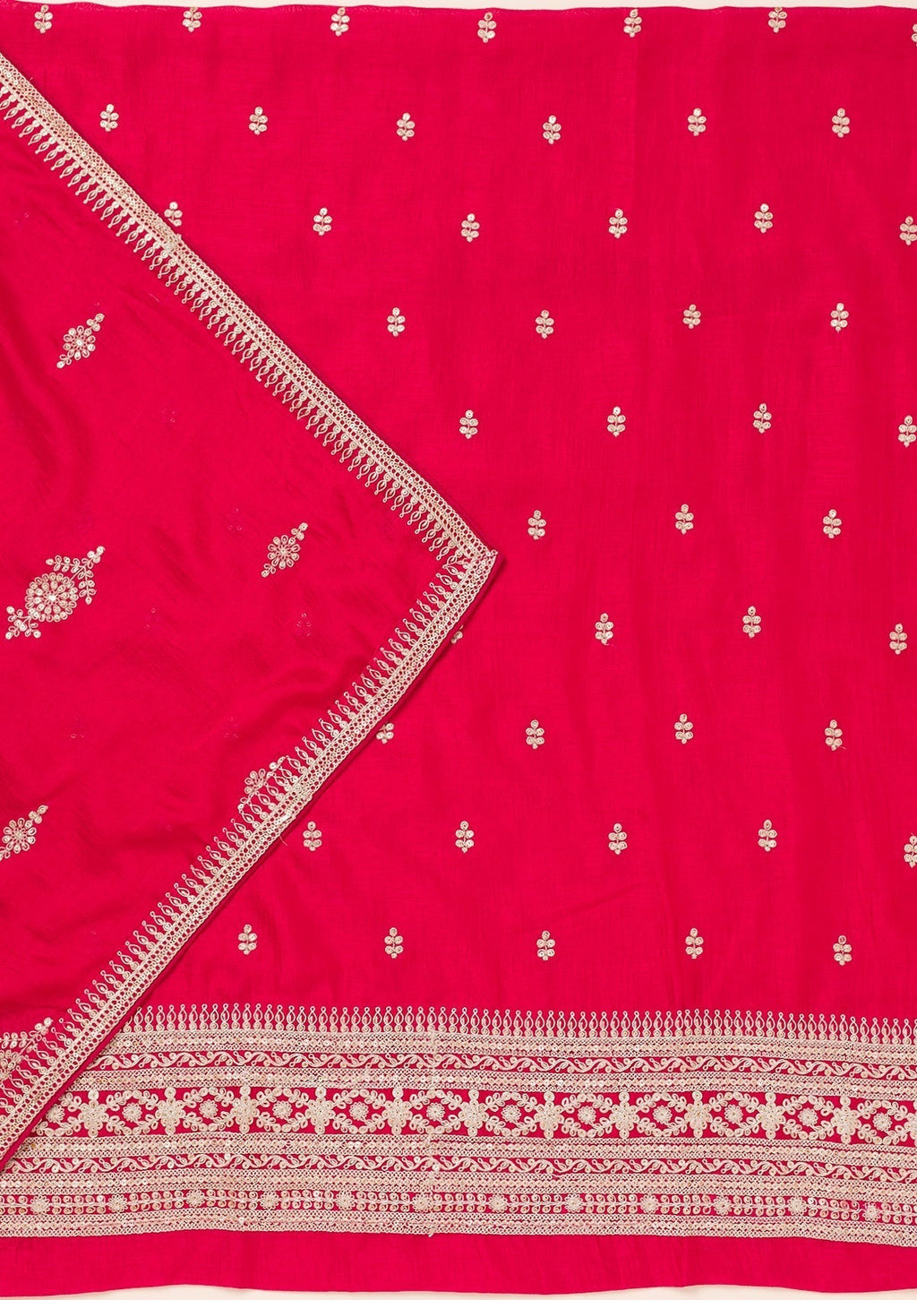 Rani Pink Zariwork Art Silk Unstitched Salwar Suit