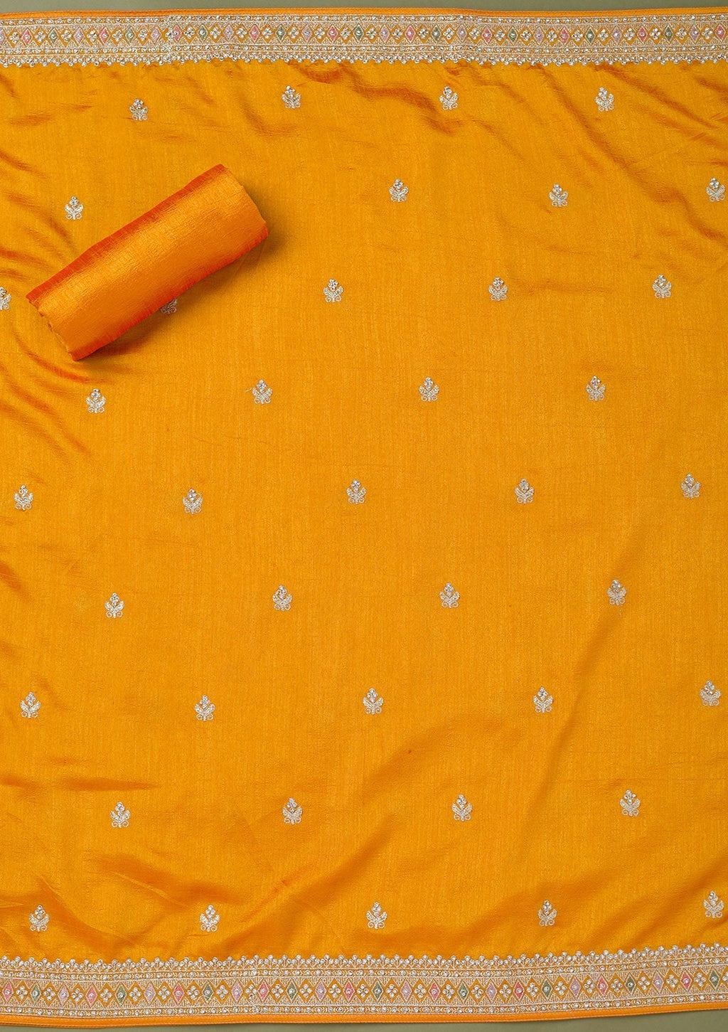 Mustard Zariwork Art Silk Unstitched Salwar Suit