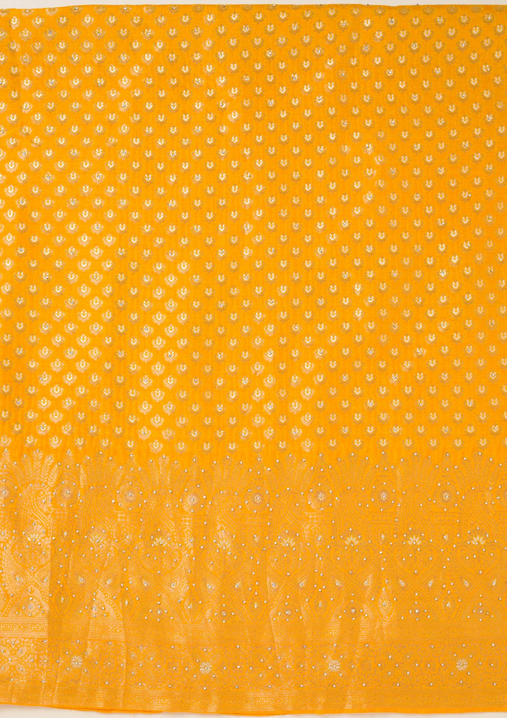 Yellow Zariwork Art Silk Unstitched Salwar Suit