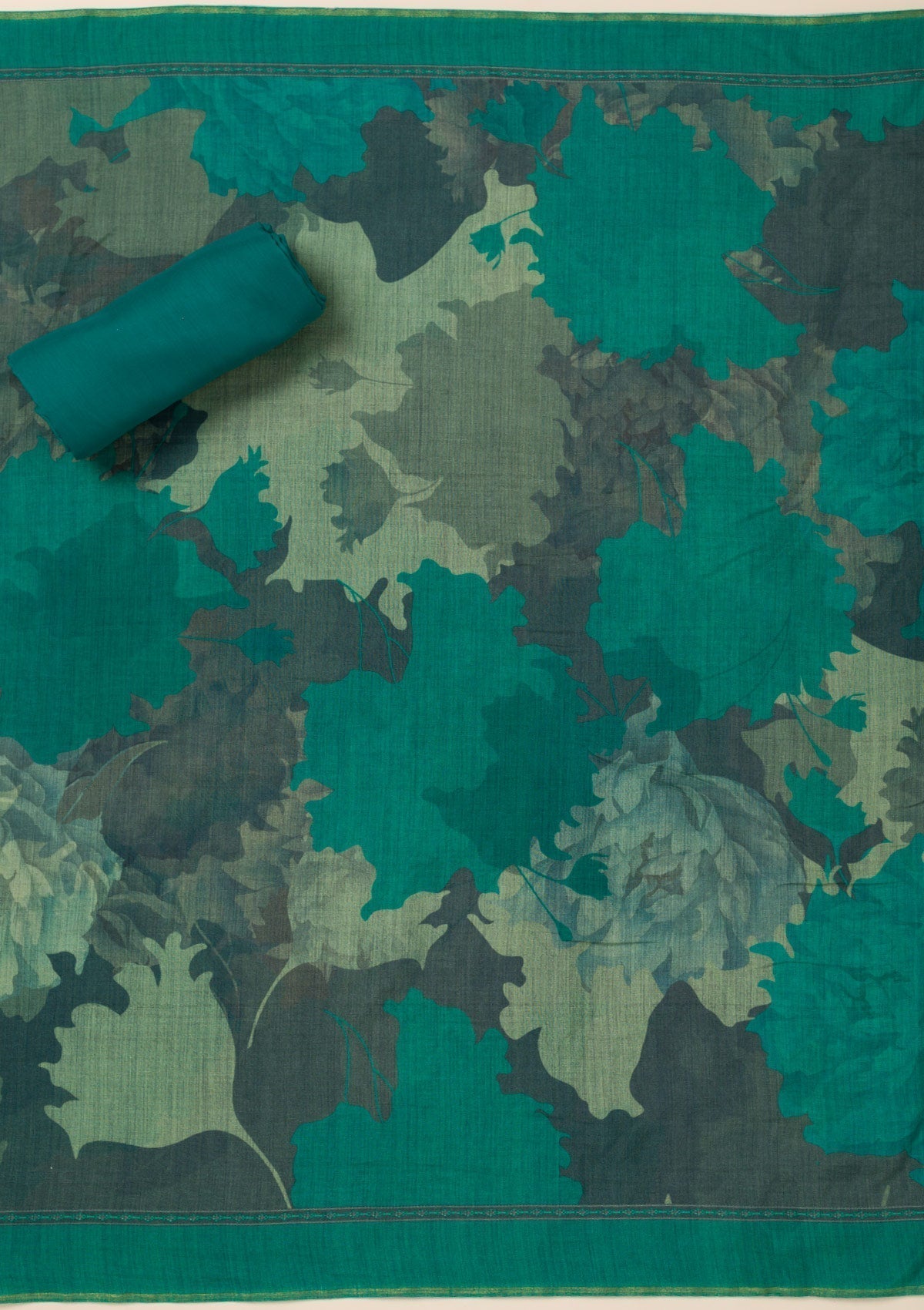 Sea Green Zariwork Art Silk Unstitched Salwar Suit