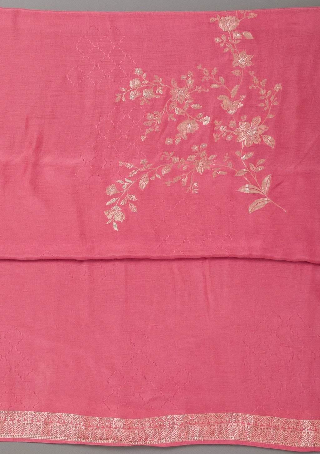 Pink Zariwork Art Silk Unstitched Salwar Suit